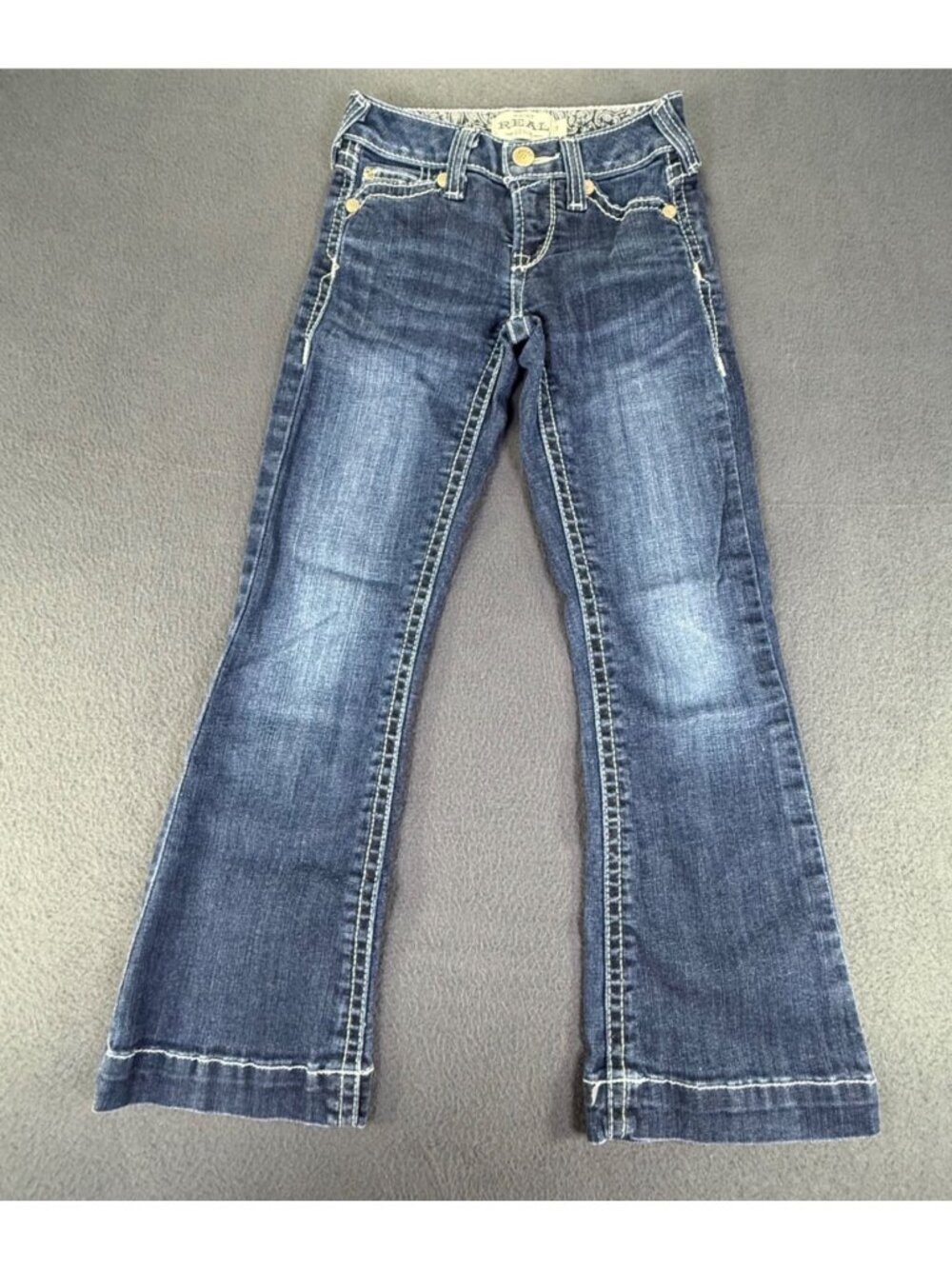ARIAT Jeans Girls Size 7/24" inseam NAOMI TROUSER WIDE LEG Stretch EUC